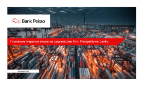 grafika przedstawiająca port z podpisem finansowe wsparcie ekspansji zagranicznej firm. Perspektywa banku.